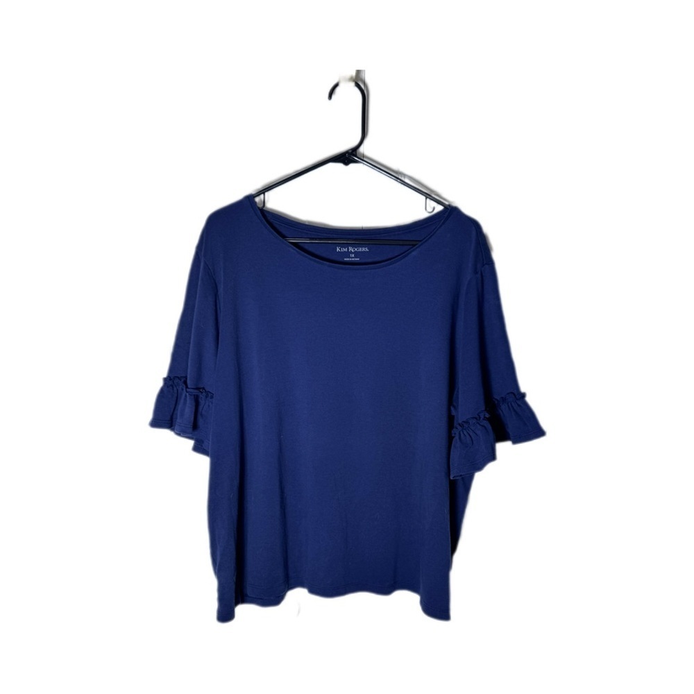 Kim Rogers Royal Blue Ruffle Sleeve Tee